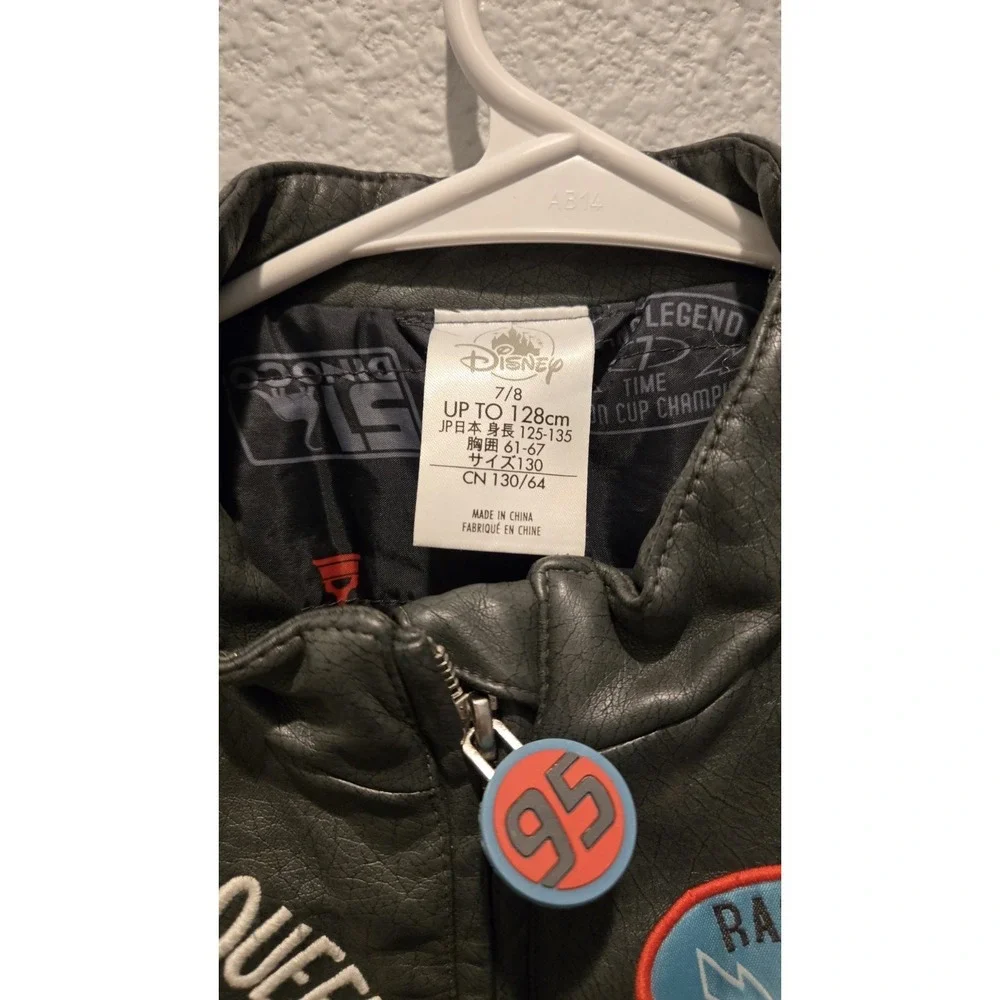 Disney Cars Lightning McQueen 95 Kids Faux Leather Jacket Size 7/8